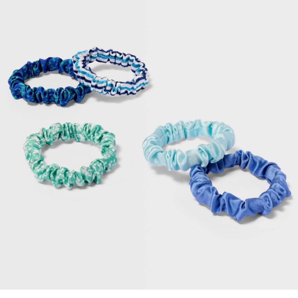 Roller rabbit x target 5 pack hair binders twisters set— blue multi color pack